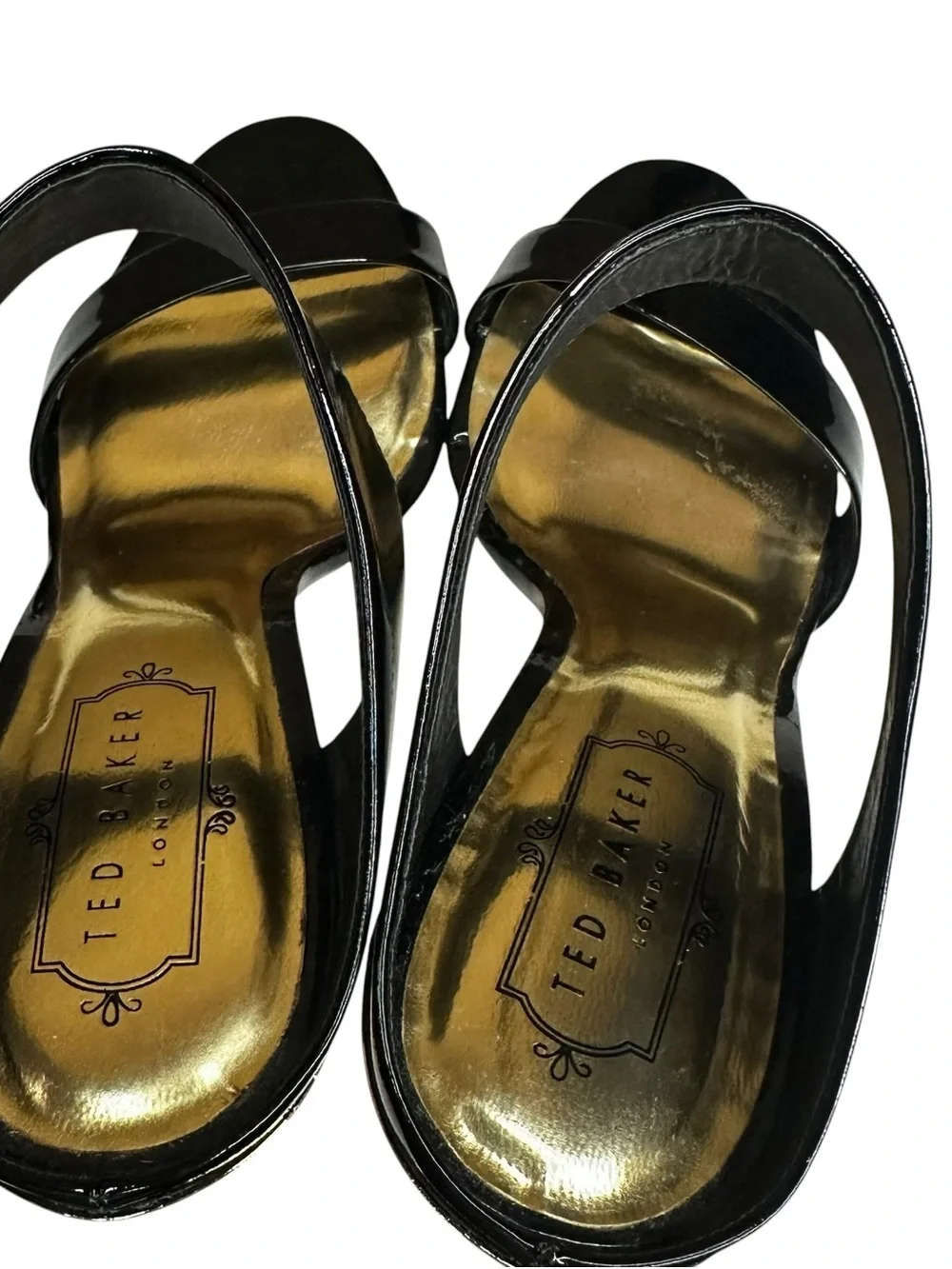 Ted Baker London Black Patent Leather Stiletto Mule Heels Size 38 US 7.5